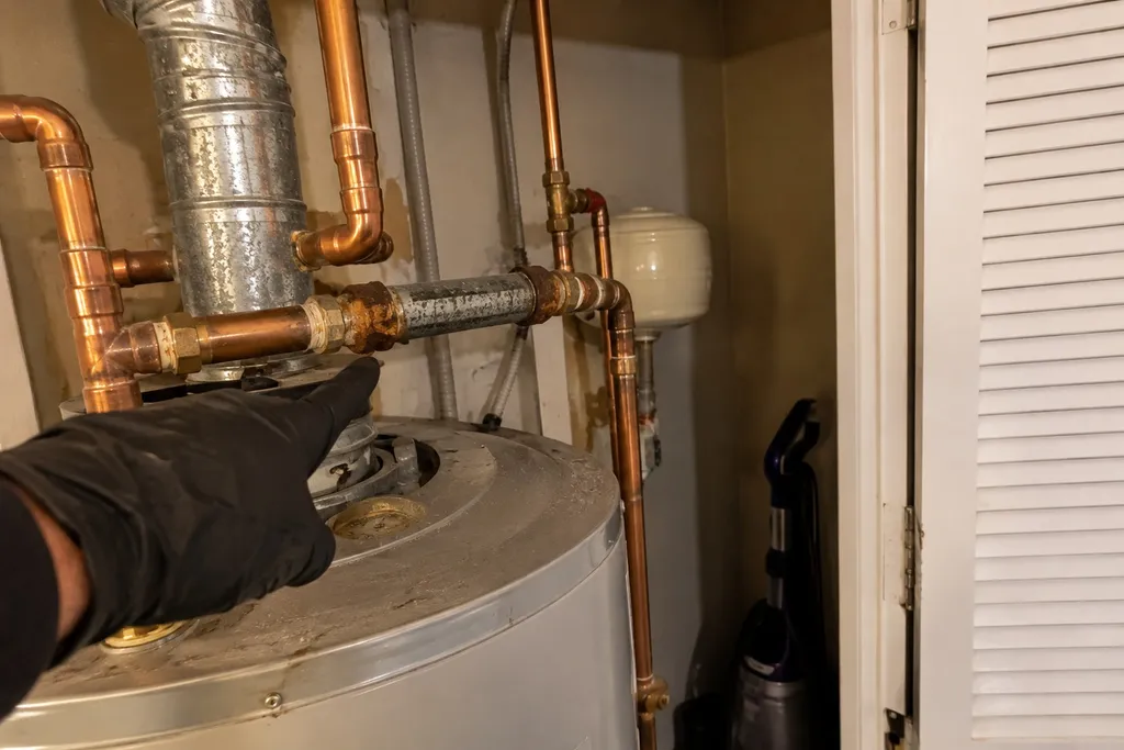 One old galvanized section joined to otherwise good copper near a water heater