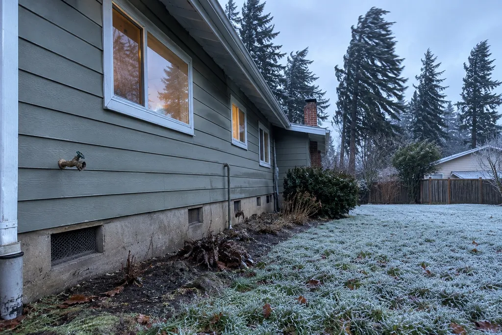 pipe-replacement-older-homes Older Troutdale ranch house on a crawlspace on a frosty, windy Gorge morning