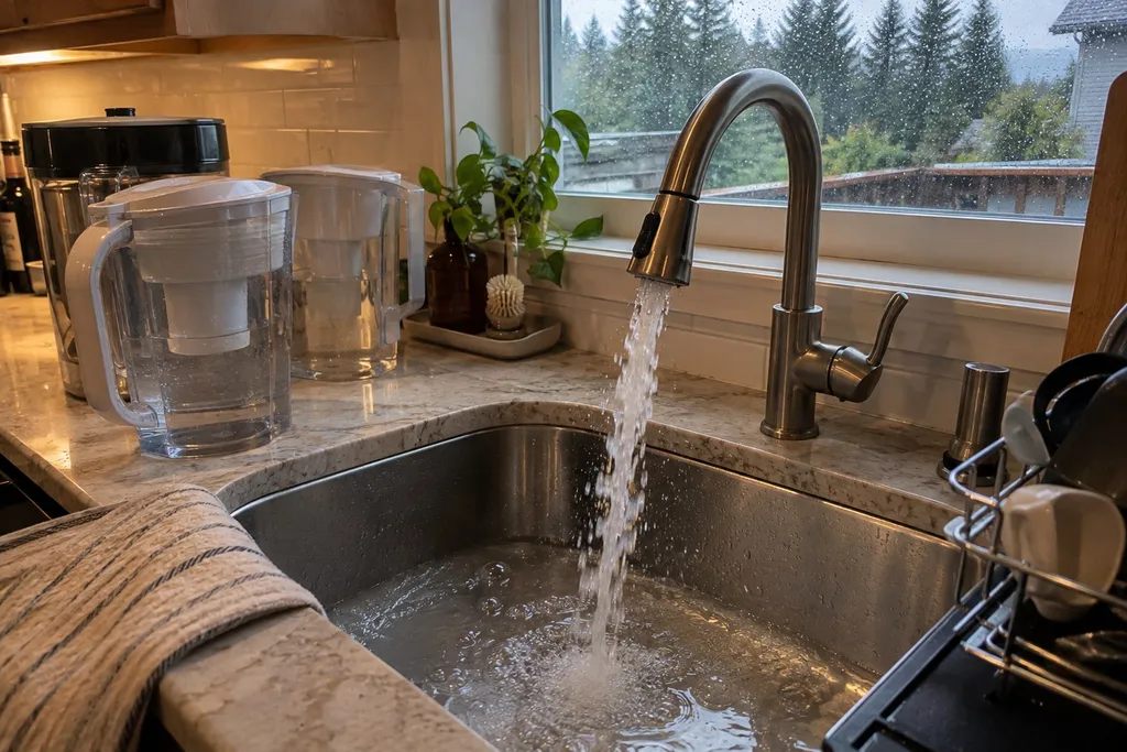 Kitchen faucet sputtering air after the water is turned back on